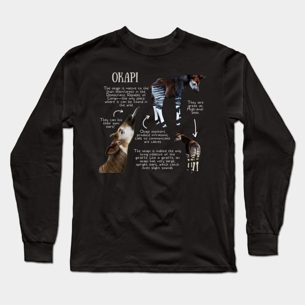 Animal Facts - Okapi Long Sleeve T-Shirt by Animal Facts and Trivias